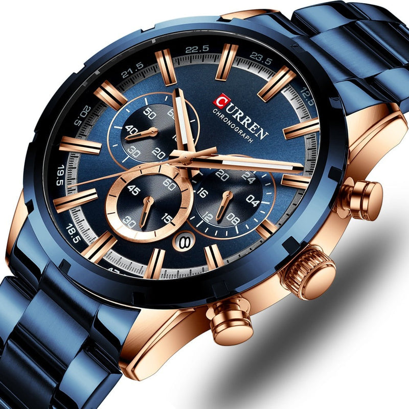 Relógio Masculino de Luxo - Aço Inoxidável